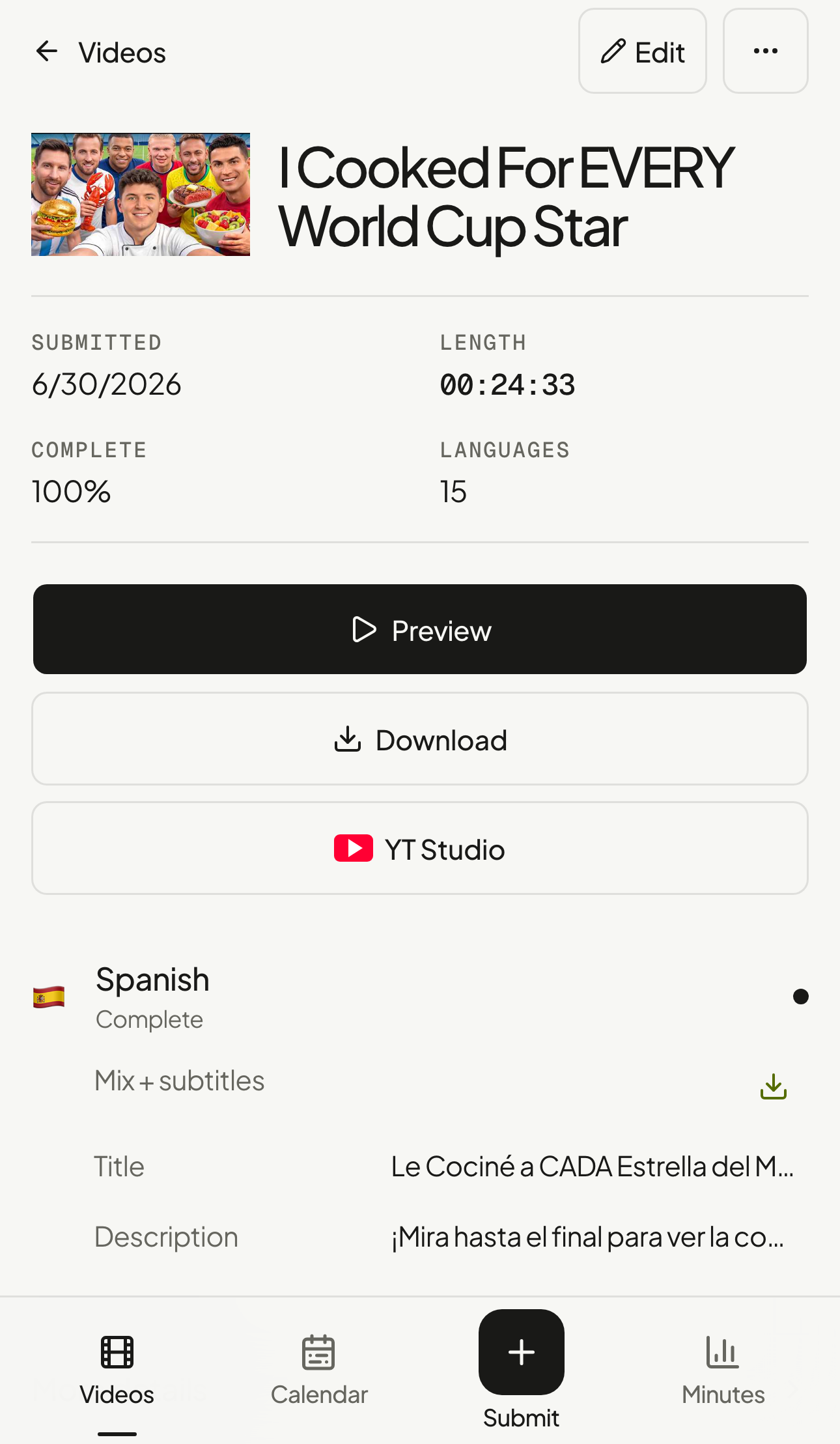 HVO Creator Portal on mobile — Nick DiGiovanni's video list